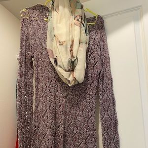 Sparkly sweater and butterfly scarf